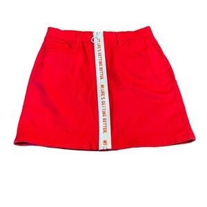 American Bazi High Waist Red Zipper Accent Mini Skirt Size Medium